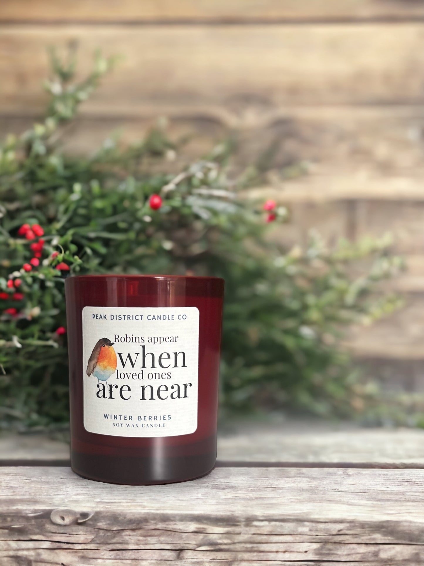 “Robins Appear…” Winter Berries Candle