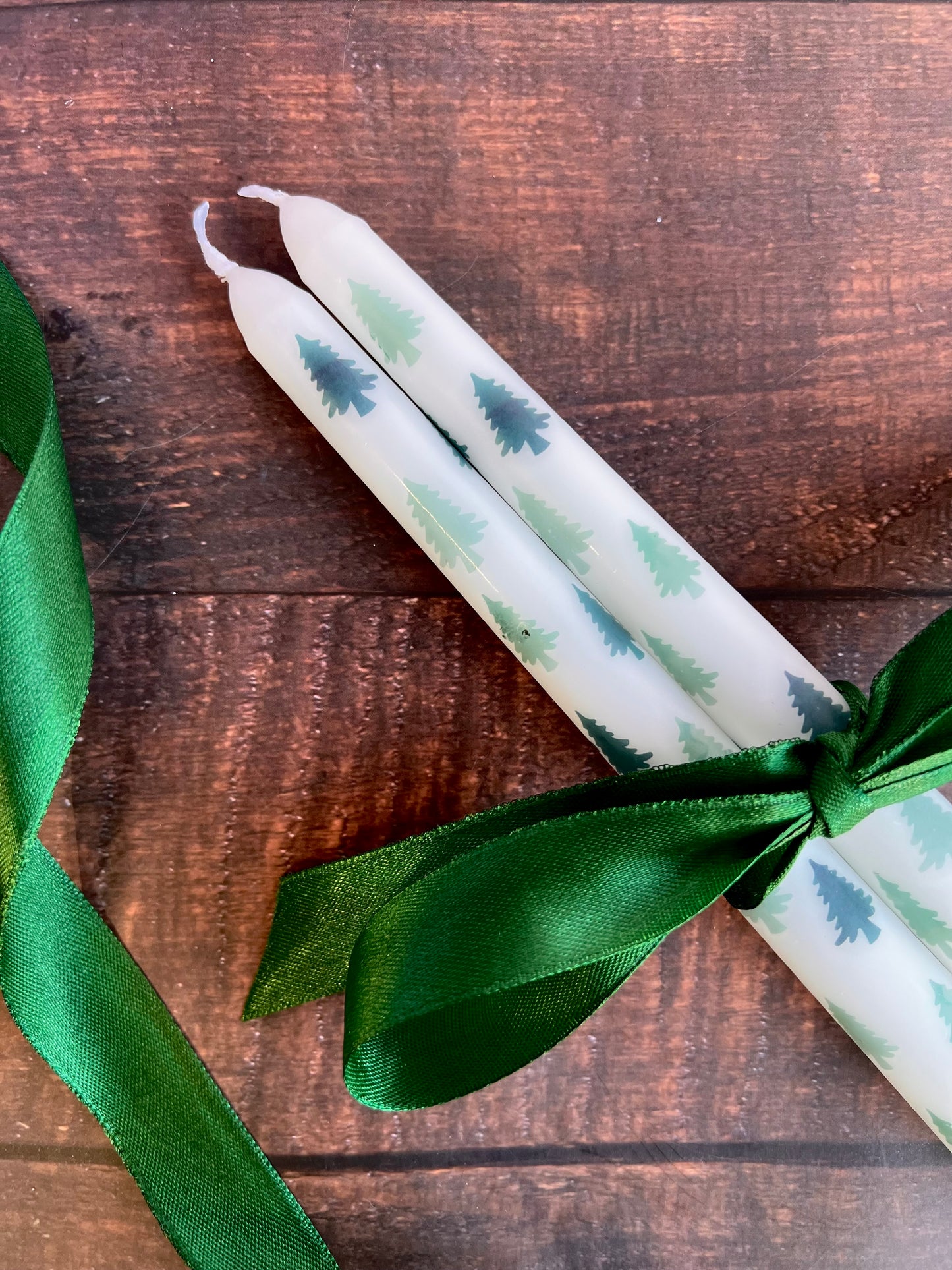 Christmas Tree Pair of Dinner Candles