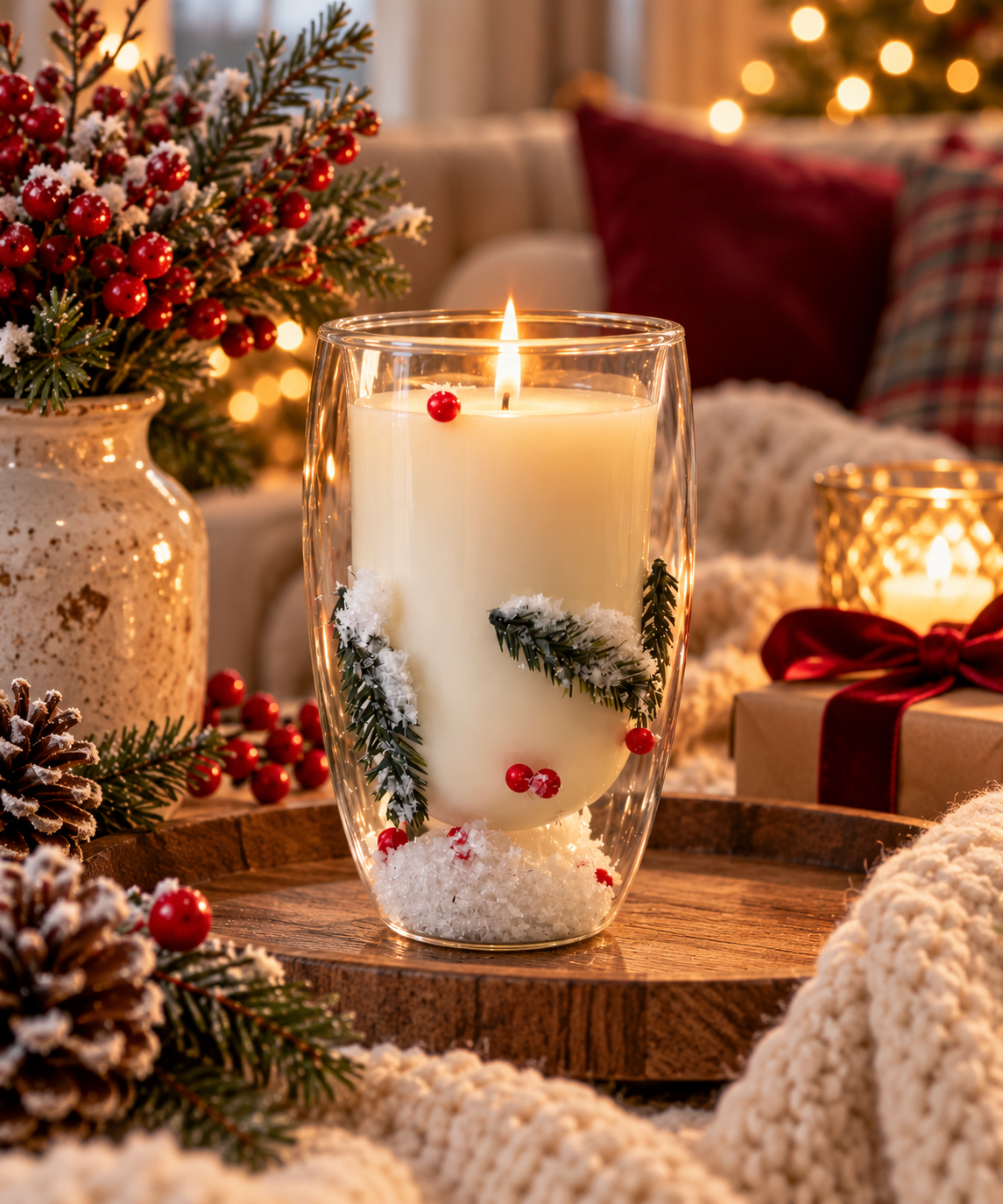 Winter Berries Large Candle