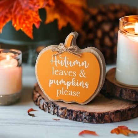 “Autumn Leaves…” Wooden Pumpkin Sign
