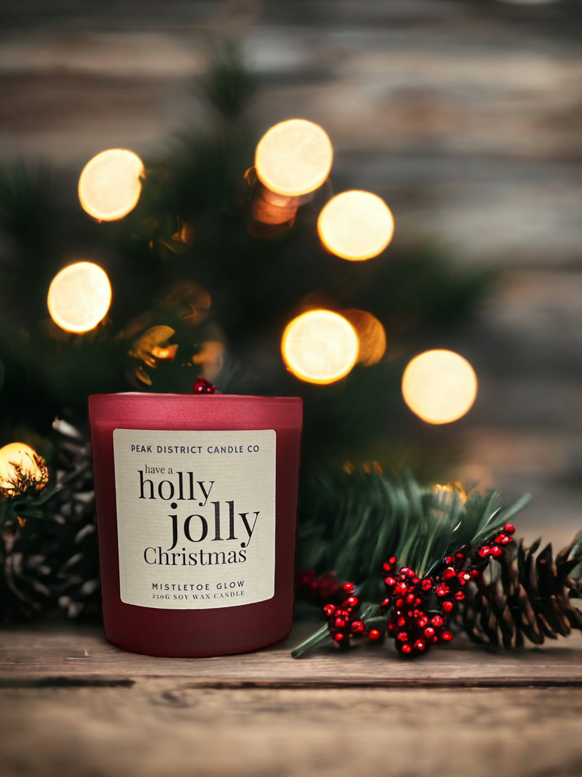“Holly Jolly Christmas” Mistletoe Glow Candle