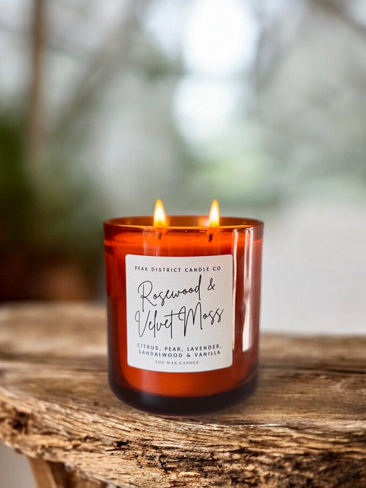 Rosewood & Velvet Moss Double Wick Candle