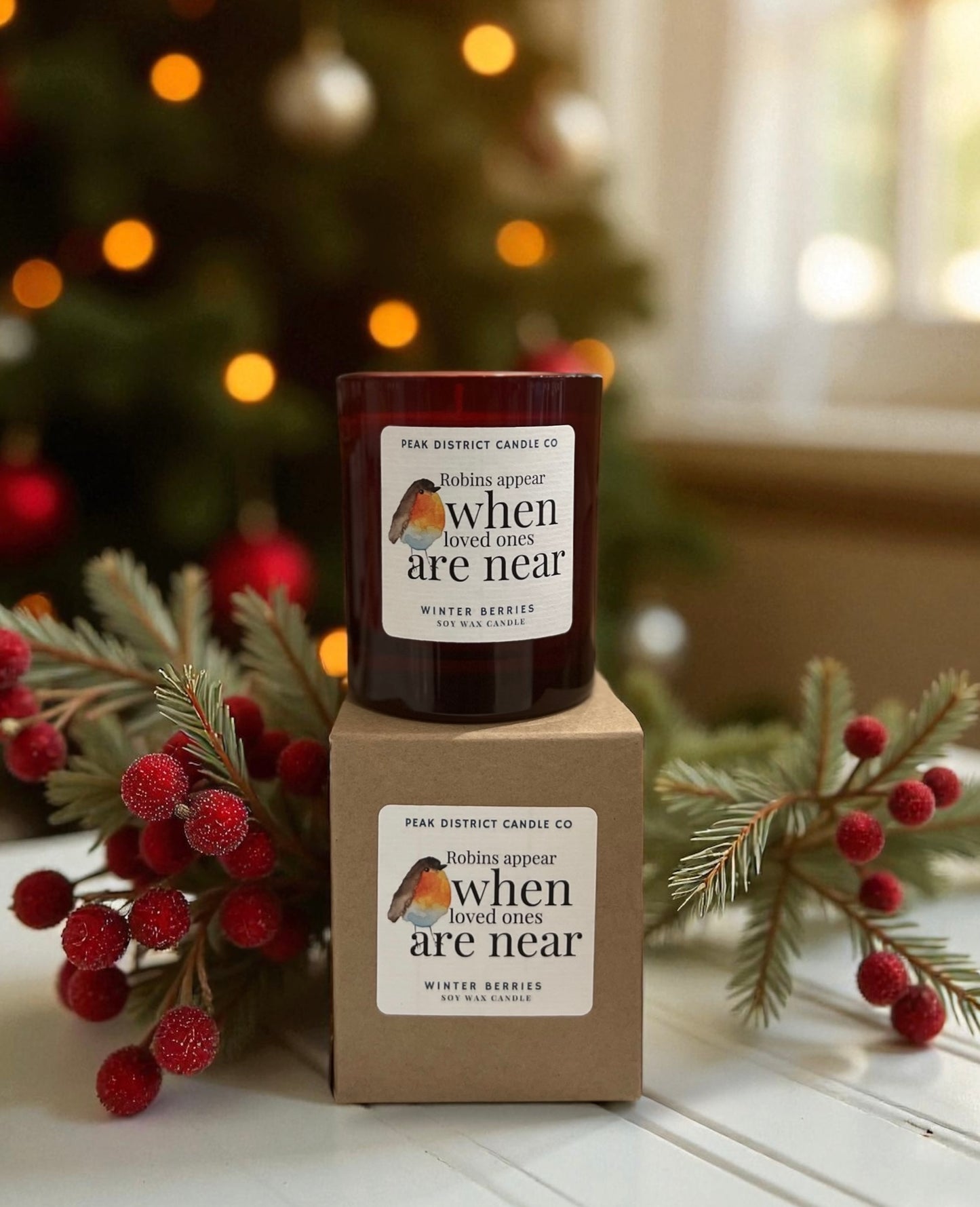 “Robins Appear…” Winter Berries Candle