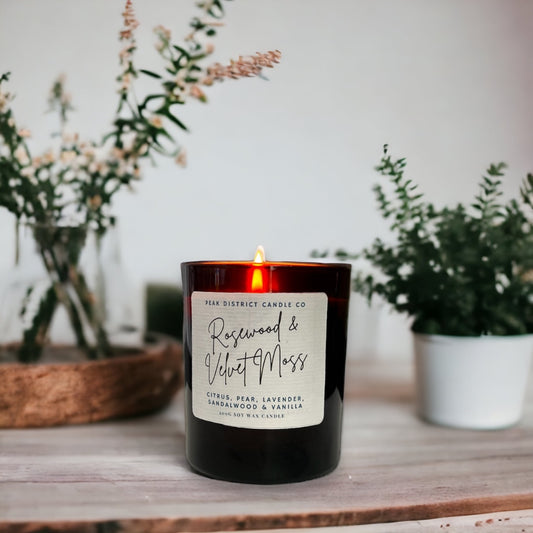 Rosewood & Velvet Moss Soy Candle